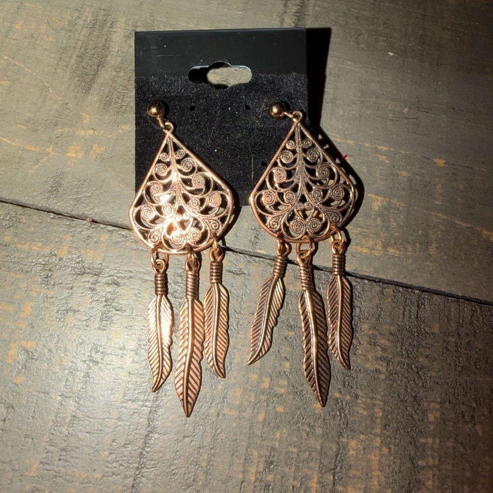 Elegant Dangle feather Earrings fashion jewelry cute - Picture 3 of 5